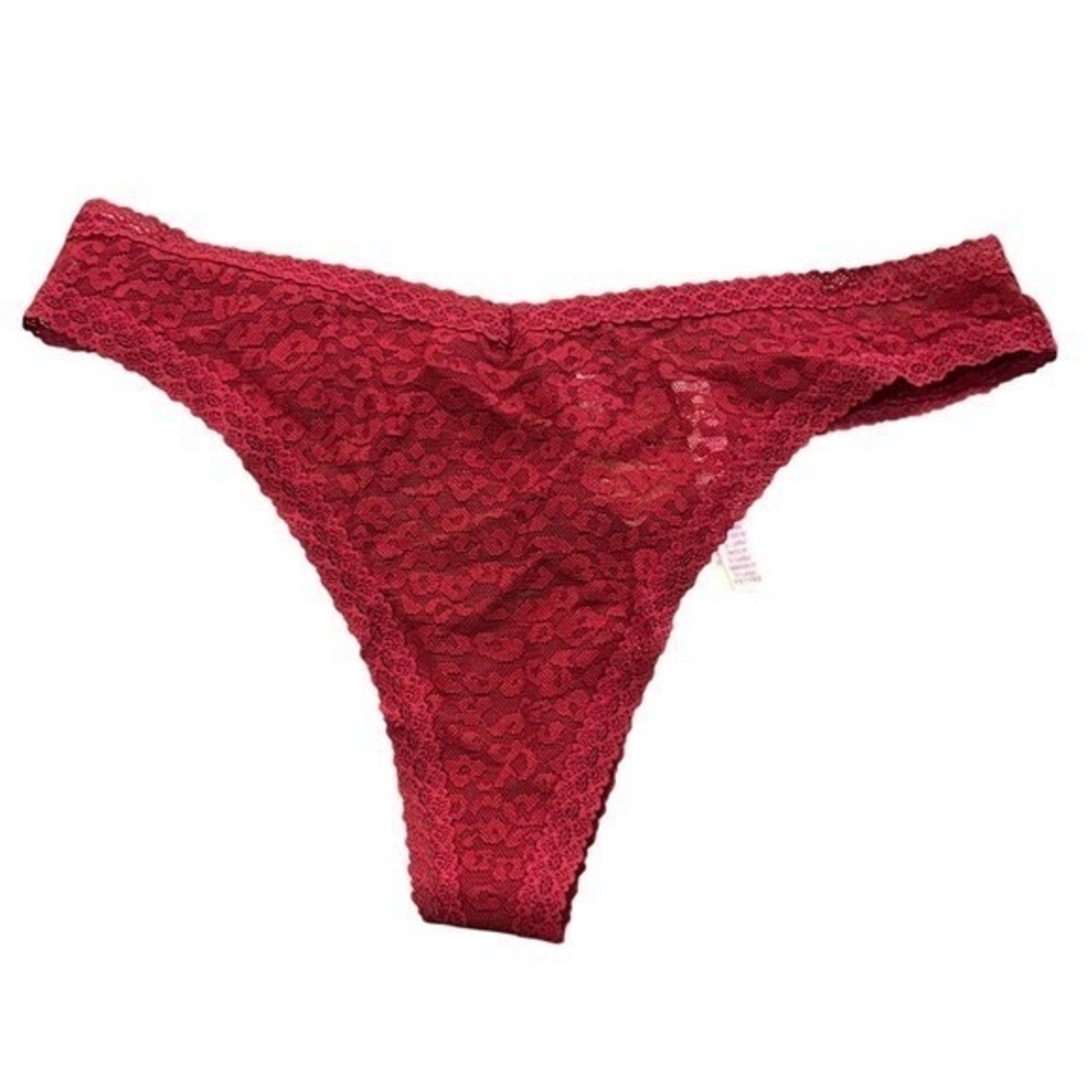 PINK! Womens XL Maroon Lace Thong Victoria's Secret  NWT